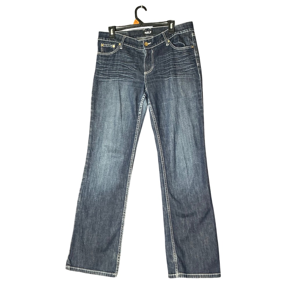 Allen B. by Allen Schwartz Women Dark Wash Whiskered Bootcut Y2K Jeans Size 12 - Picture 2 of 12